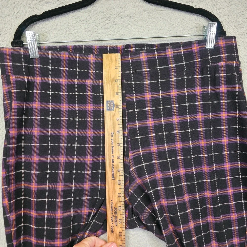 Torrid Leggings Womens 3XL Black‎ Purple Skinny High Rise Plaid Stretch Shaping
